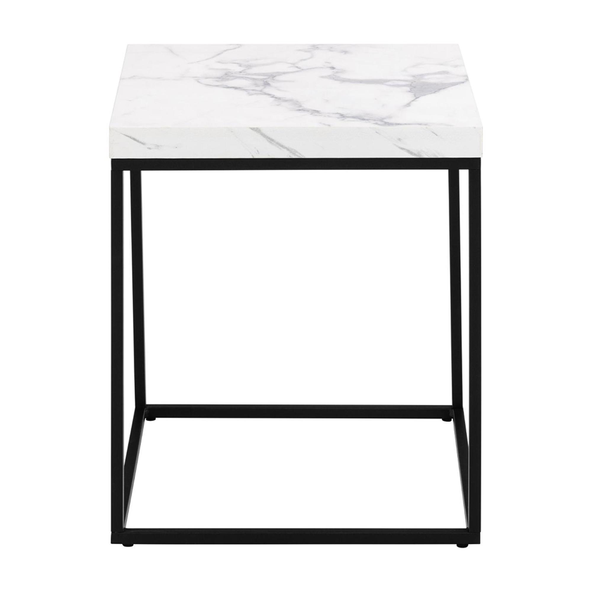 Barossa White Marble Effect  Square Side Table