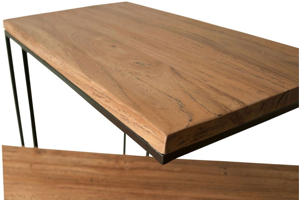 Bastia Teak Wood Slim Coffee with Lamp Table