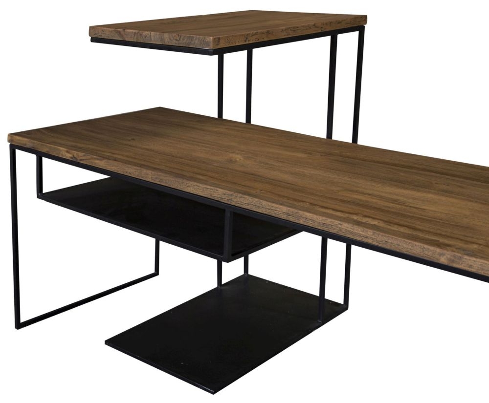 Bastia Teak Wood Slim Coffee with Lamp Table