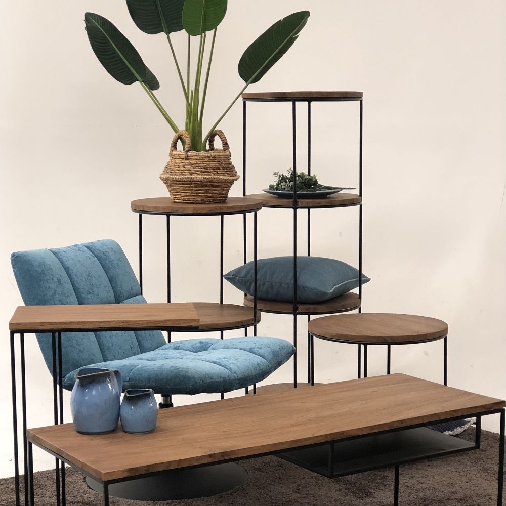 Bastia Teak Wood Slim Coffee with Lamp Table