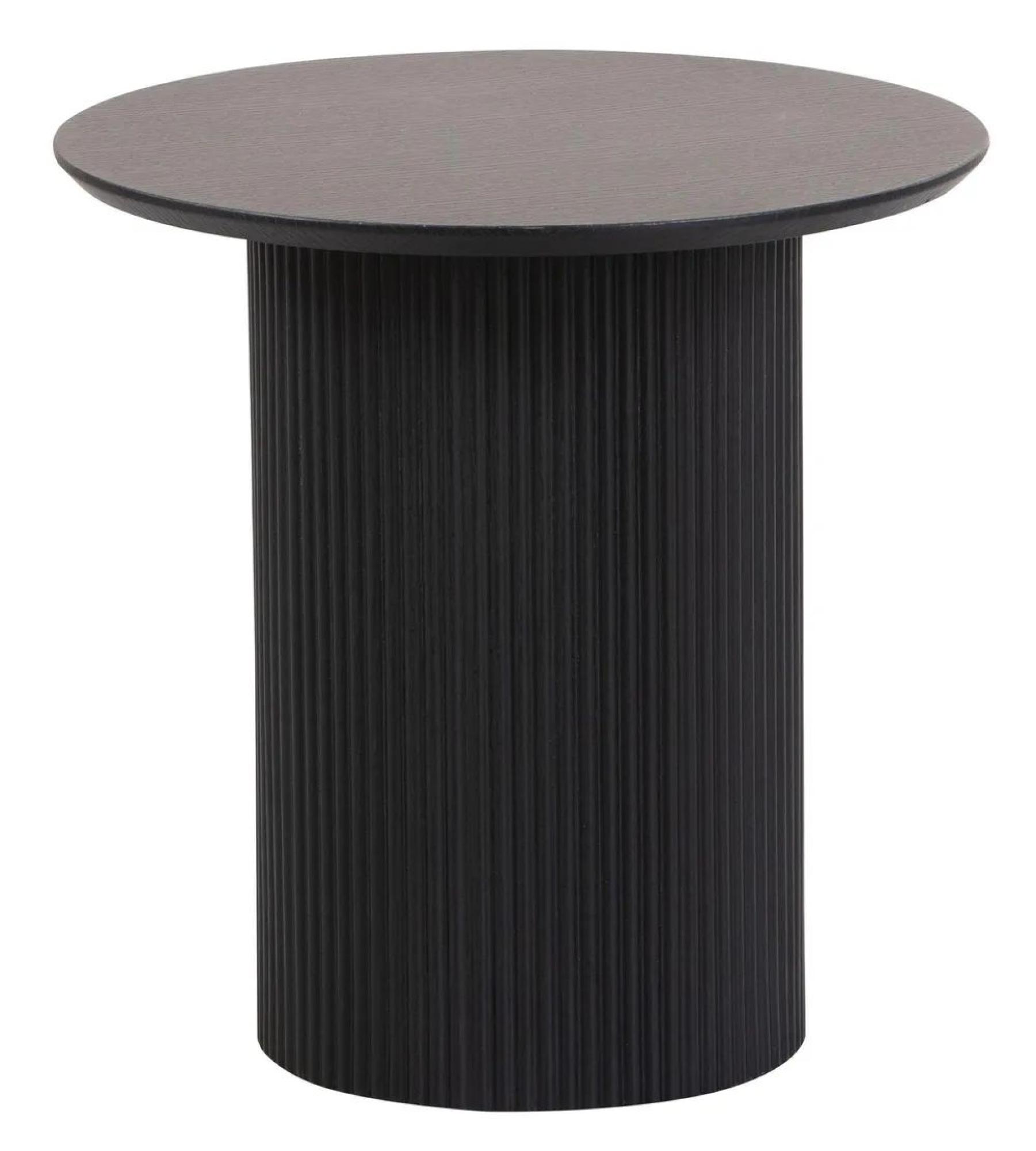 Bern End Table - Black - Round - Fluted - Drum Base