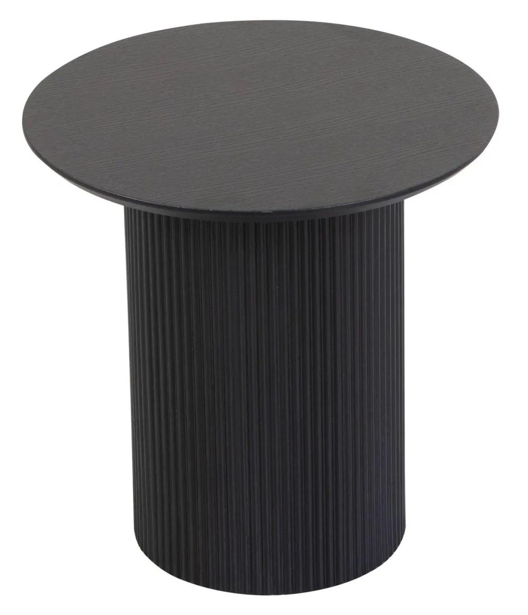 Bern End Table - Black - Round - Fluted - Drum Base
