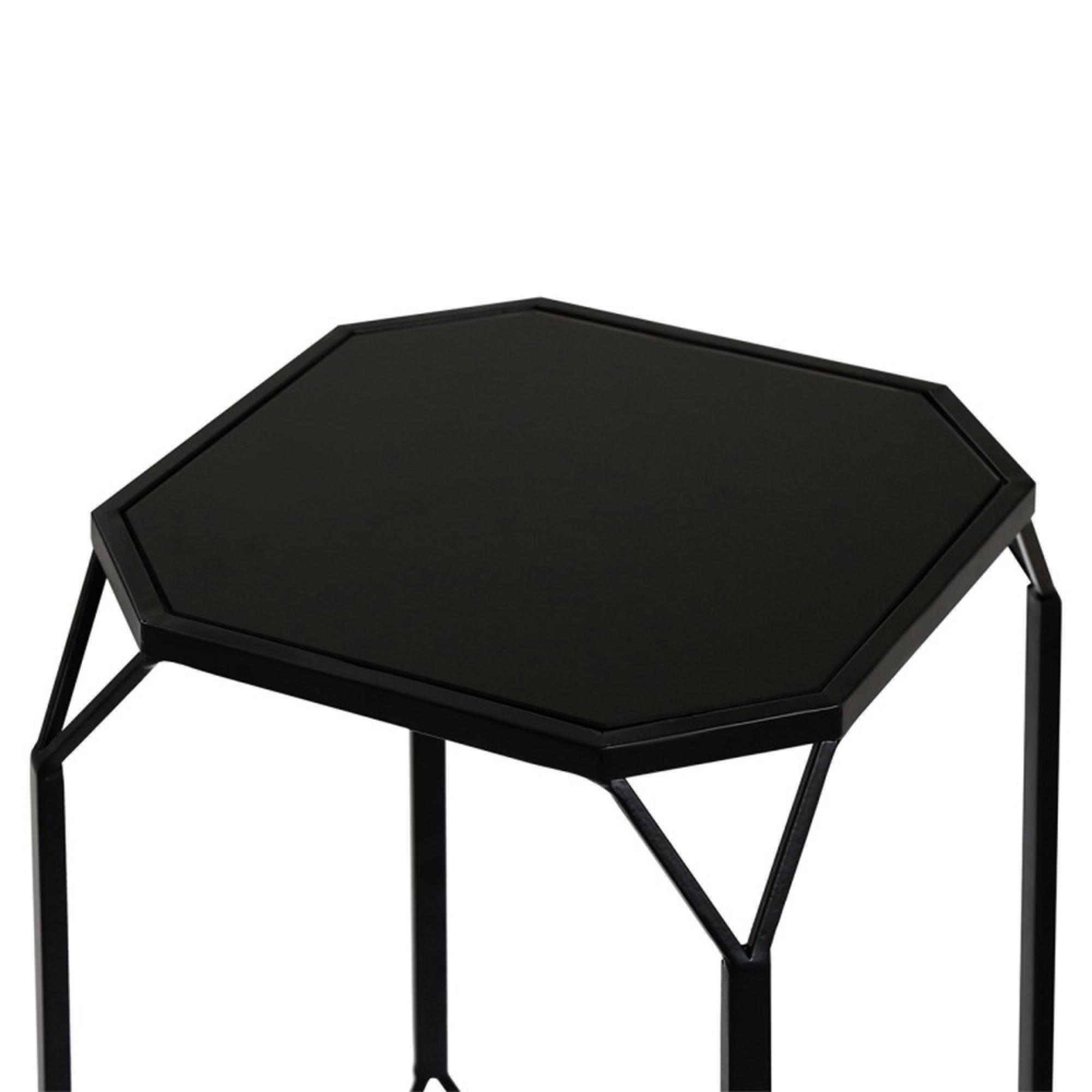 Nest of Tables - Black Mirrored - Octagon - Set of 2