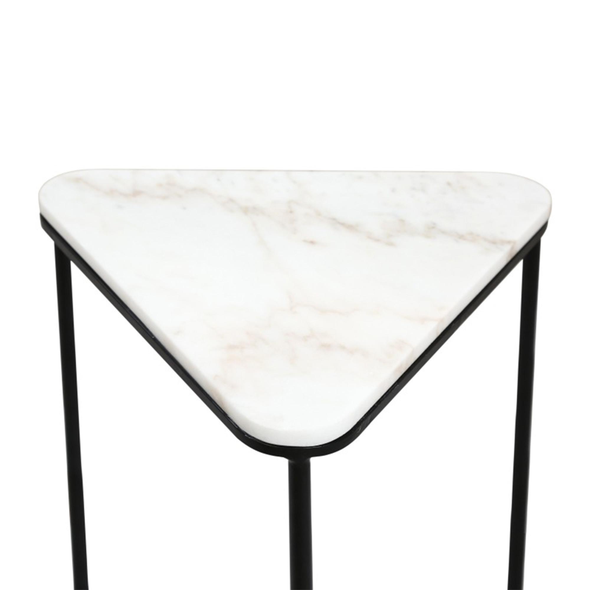 Nest of Tables - Black and White Marble - Triangular - Set of 2