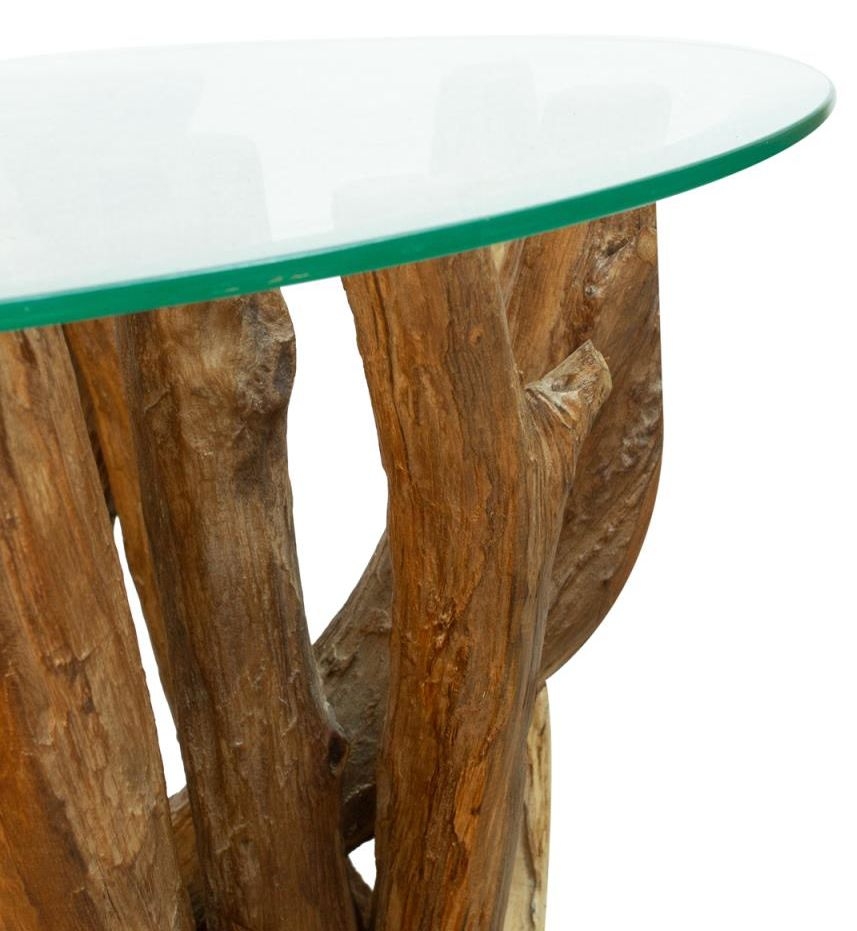 Branchwood Round Lamp Table - Glass Top