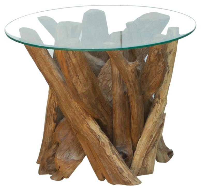 Branchwood Round Lamp Table - Glass Top