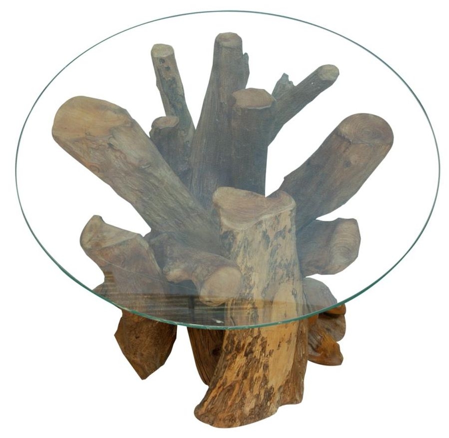 Branchwood Round Lamp Table - Glass Top