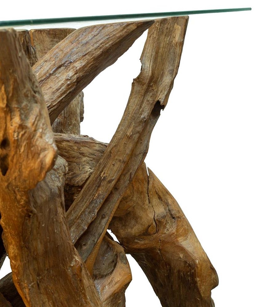 Branchwood Square Lamp Table - Glass Top