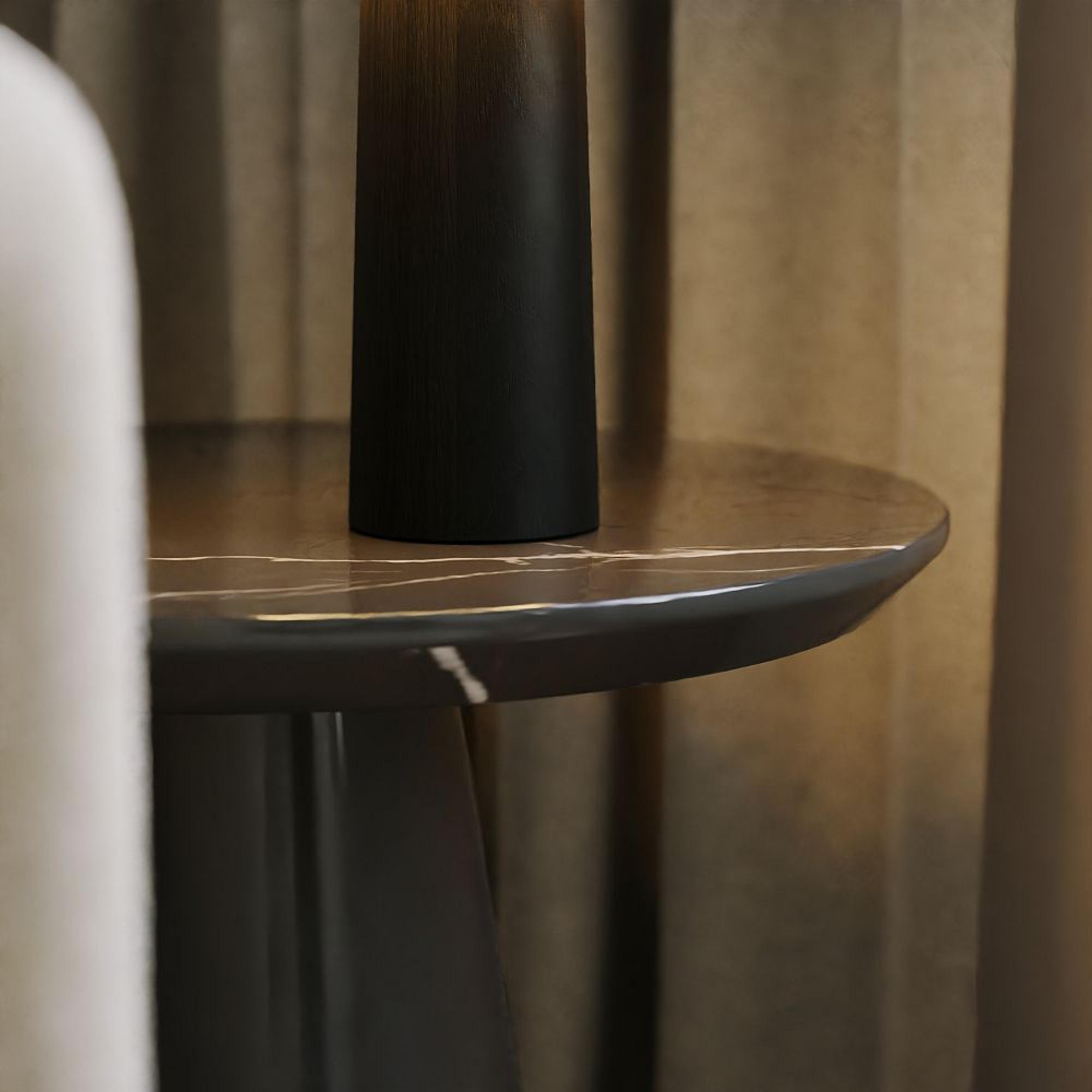 Carrera Side Table - Round - Black Marquina Engineered Marble
