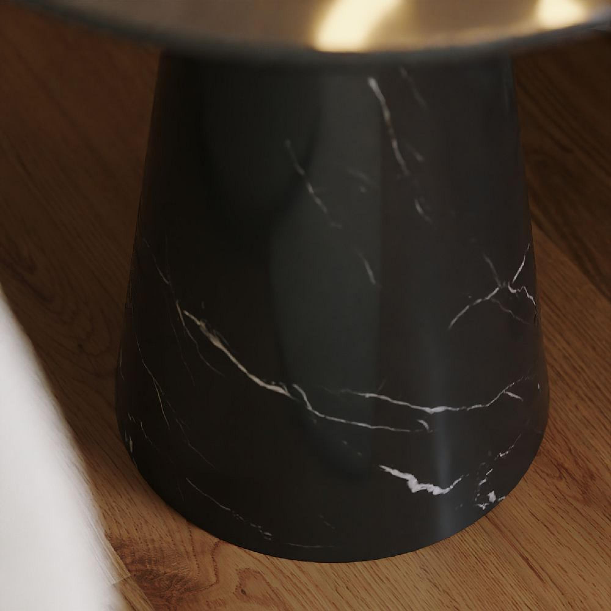 Carrera Side Table - Round - Black Marquina Engineered Marble