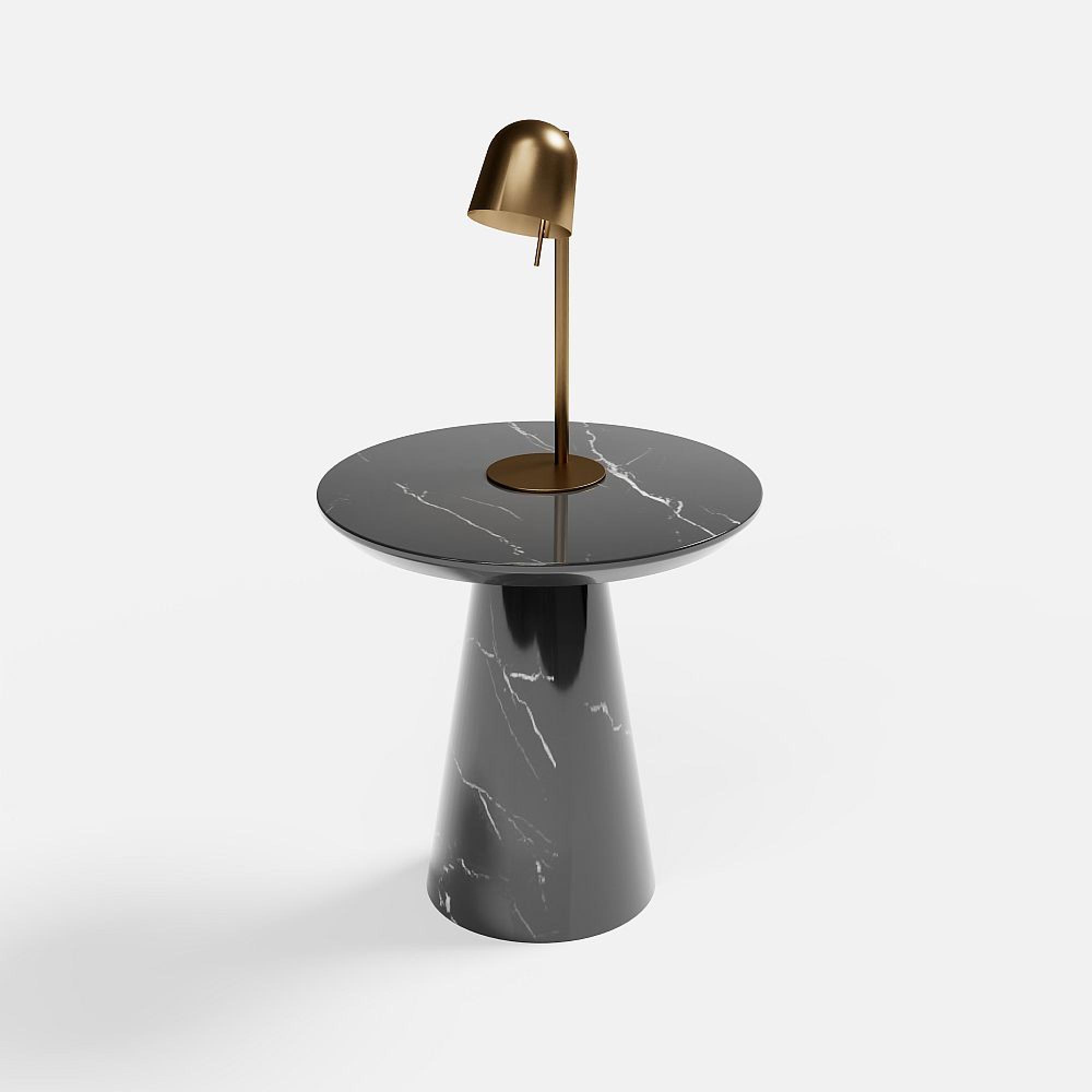 Carrera Side Table - Round - Black Marquina Engineered Marble