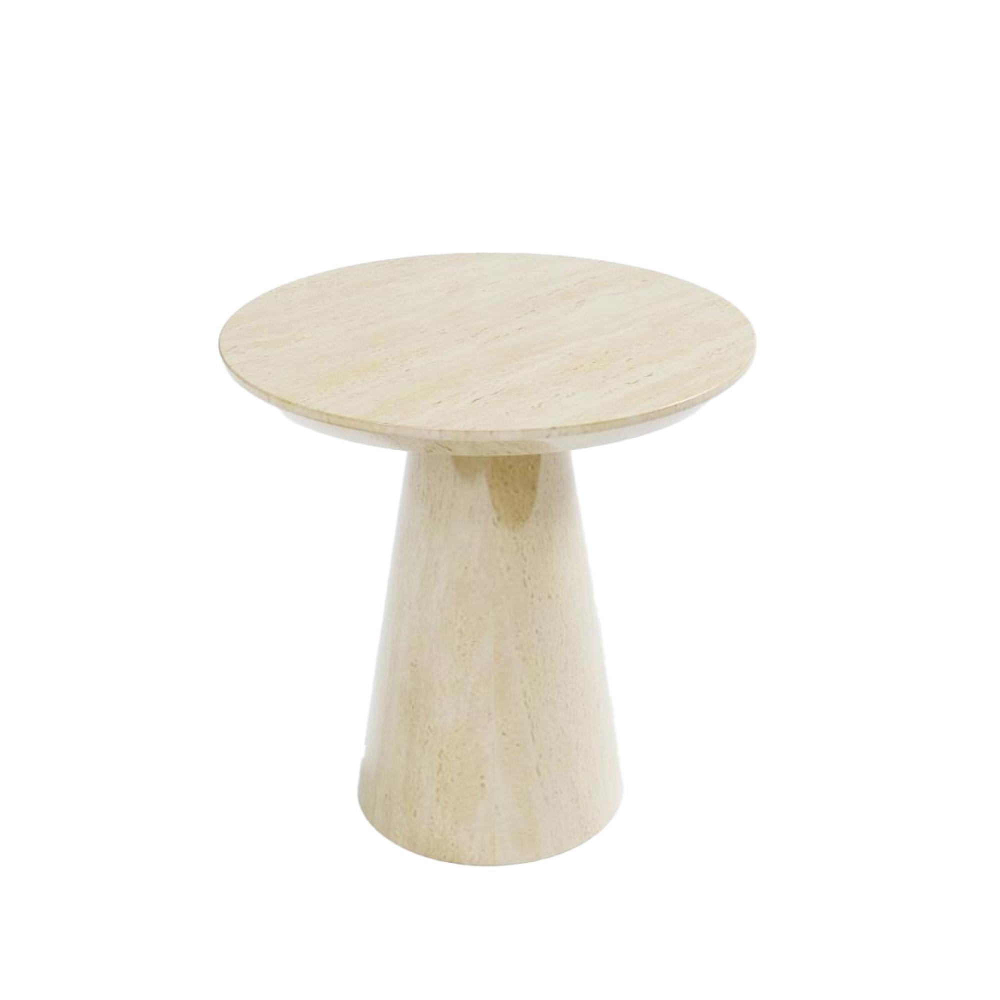 Carrera Side Table - Round - Travertine Beige Engineered Marble