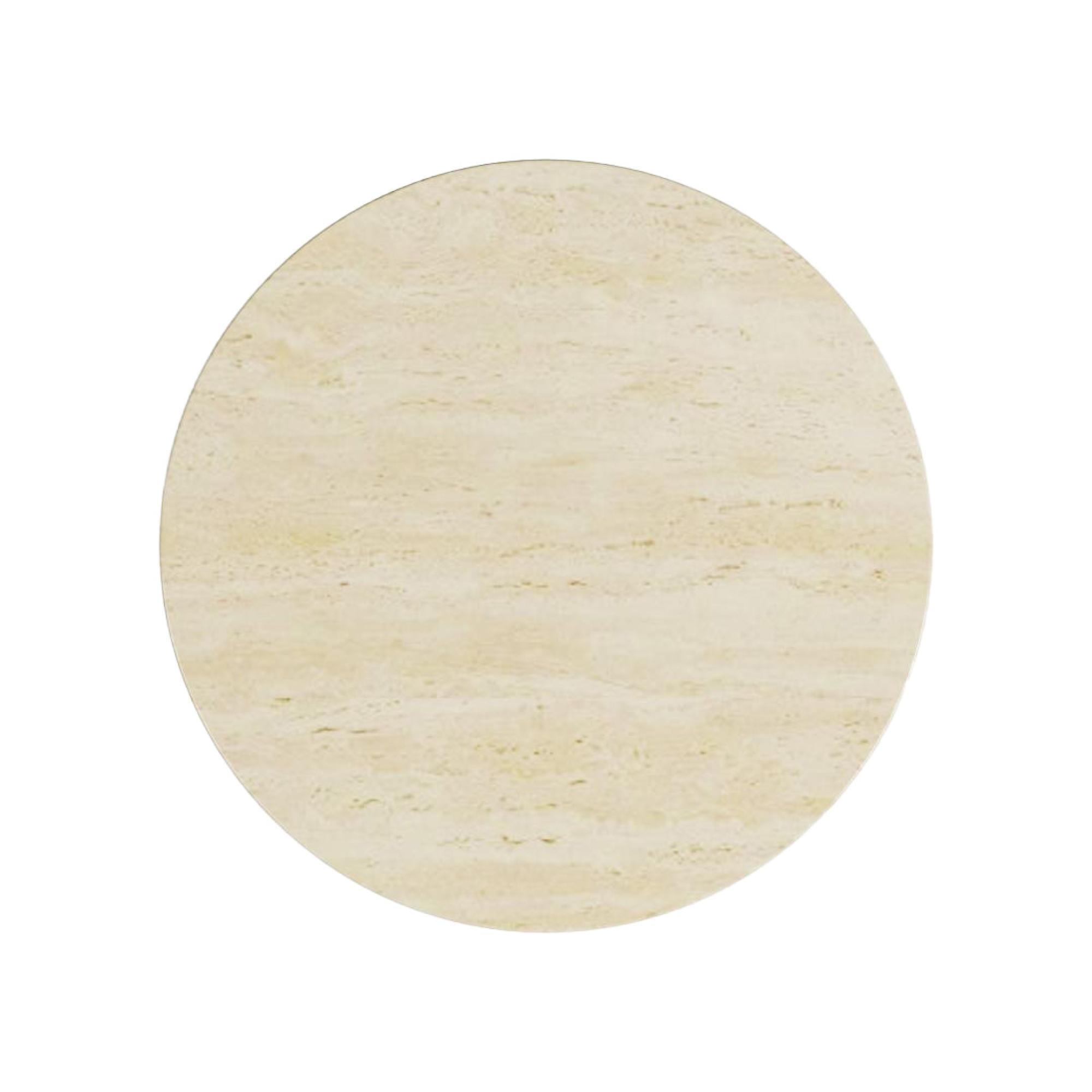 Carrera Side Table - Round - Travertine Beige Engineered Marble