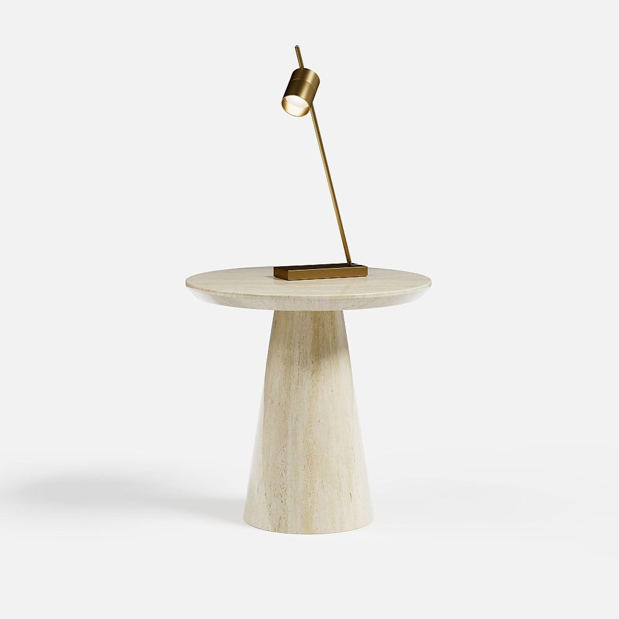 Carrera Side Table - Round - Travertine Beige Engineered Marble