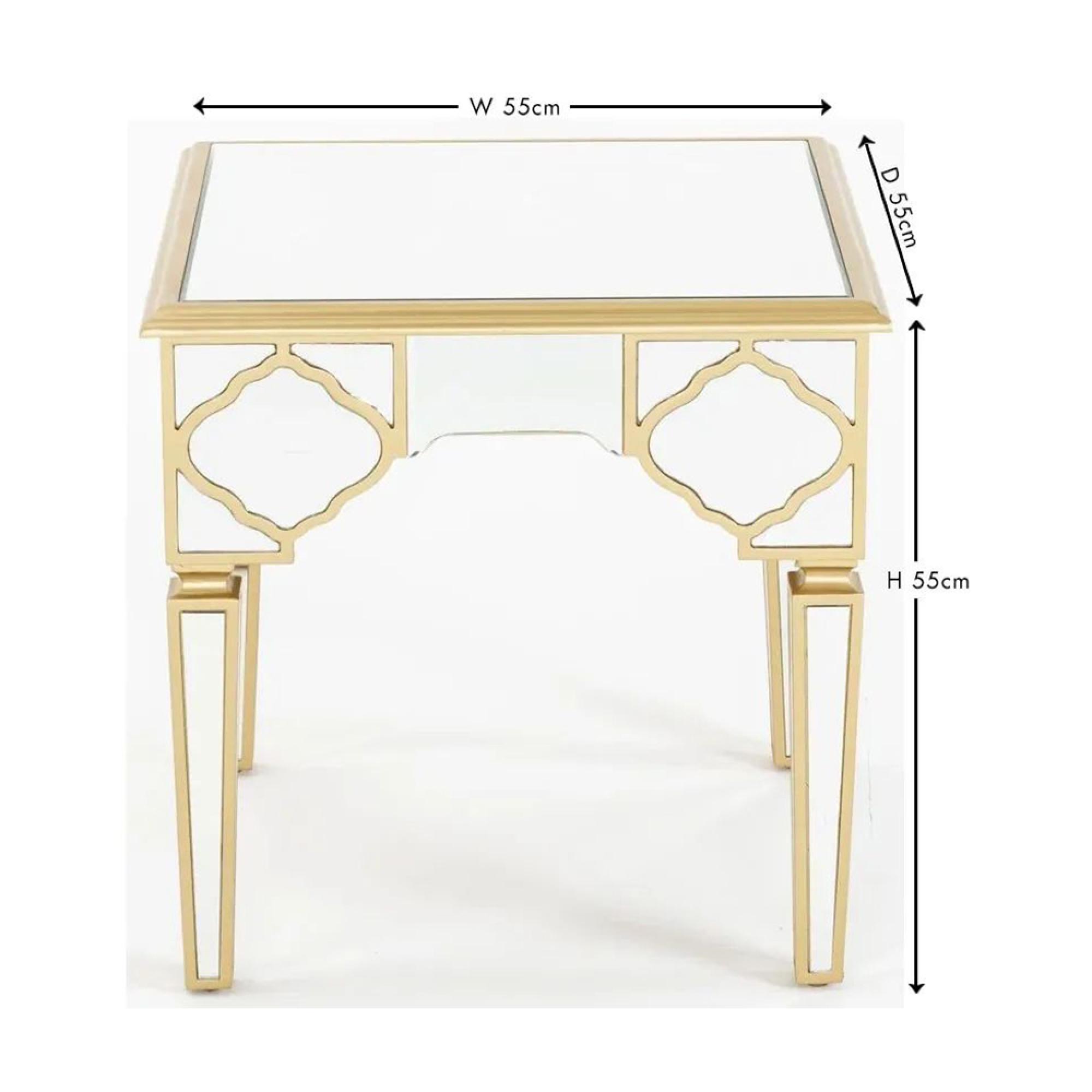 Casablanca Side Table - Square - Mirrored - Gold Trim