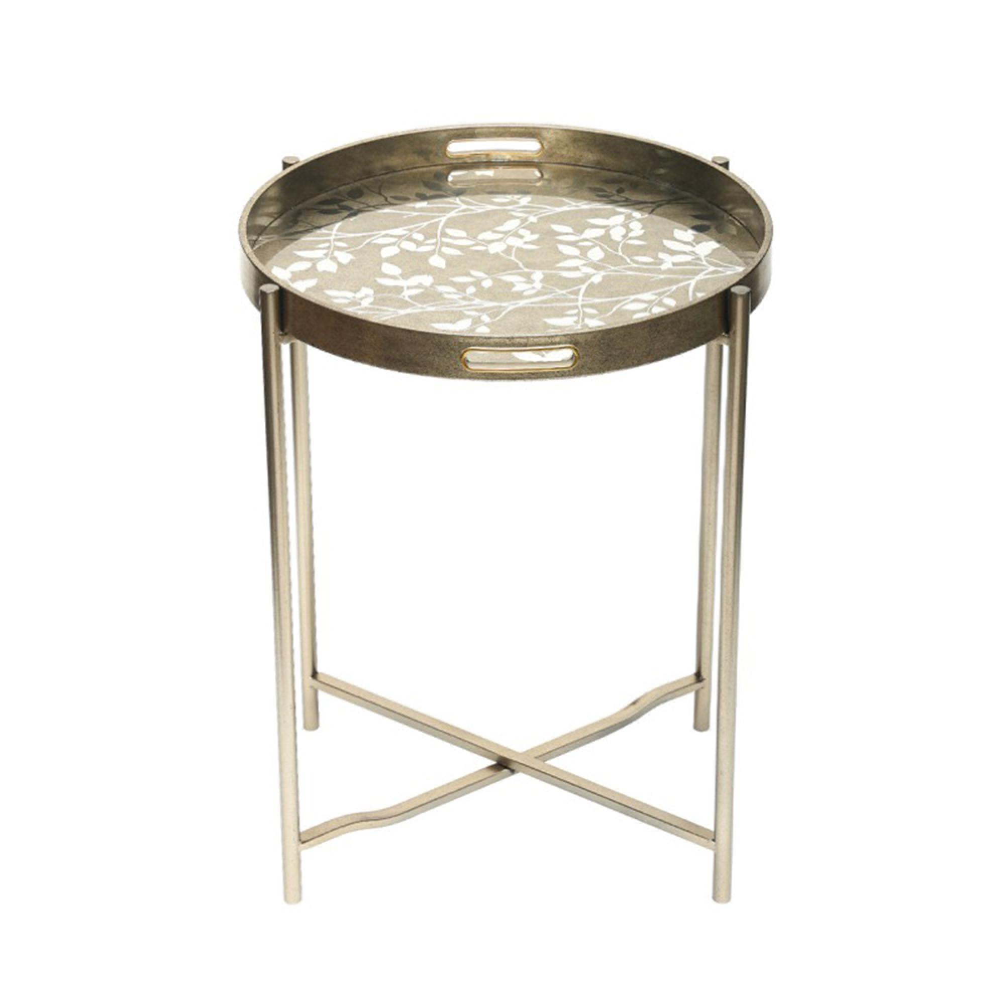 End Table - Round - Champagne Metal - Tray