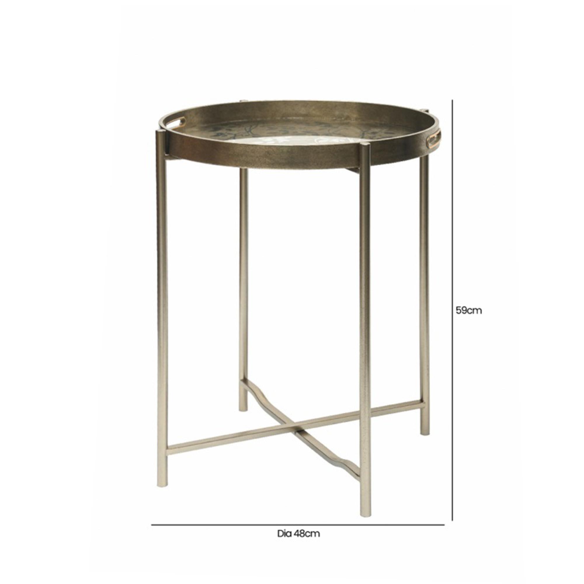 End Table - Round - Champagne Metal - Tray