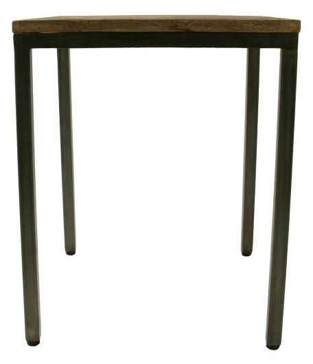 Chevron Mango Wood Square Lamp Table - Brushed Gunmetal Base