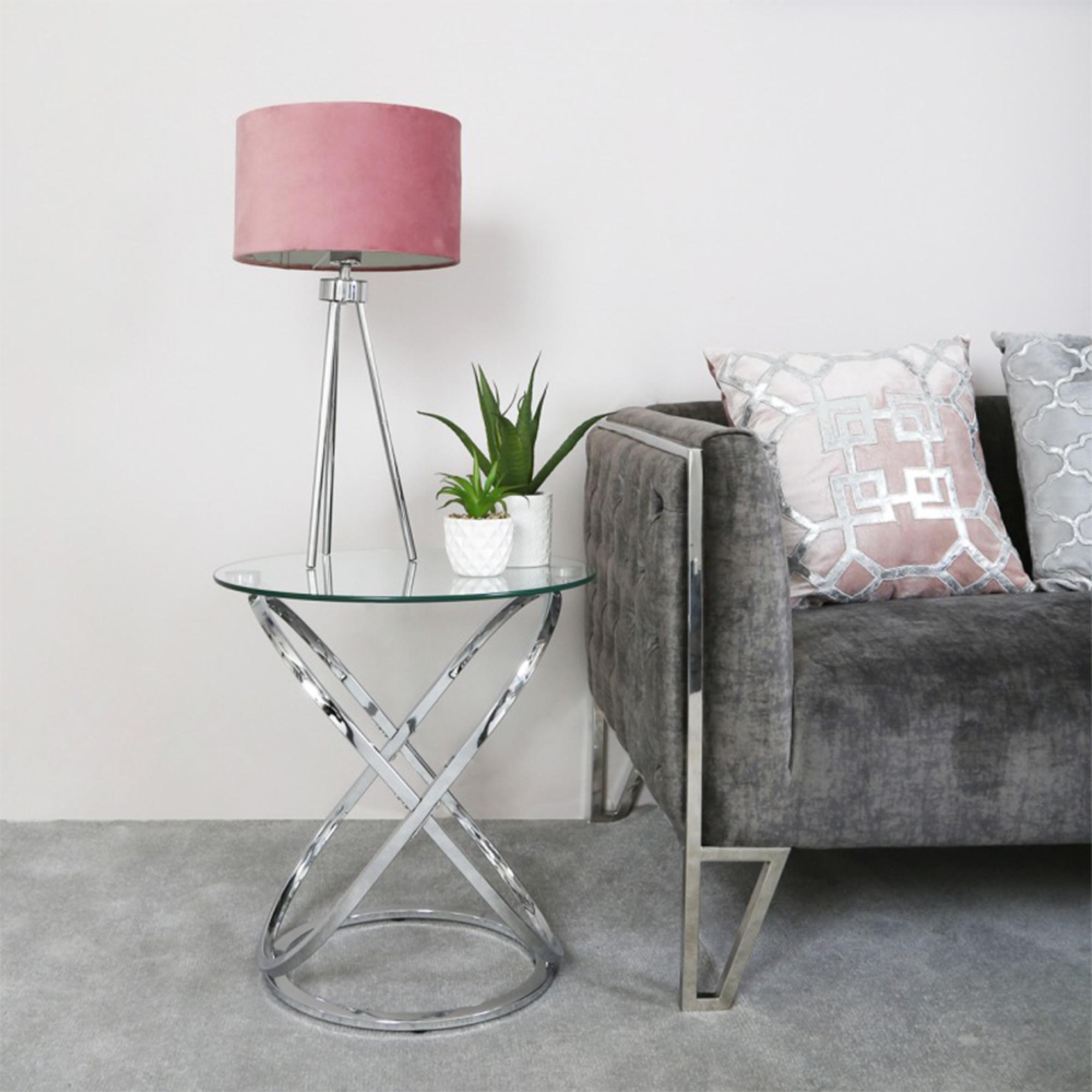 Rizzo End Table - Round - Clear Glass and Chrome