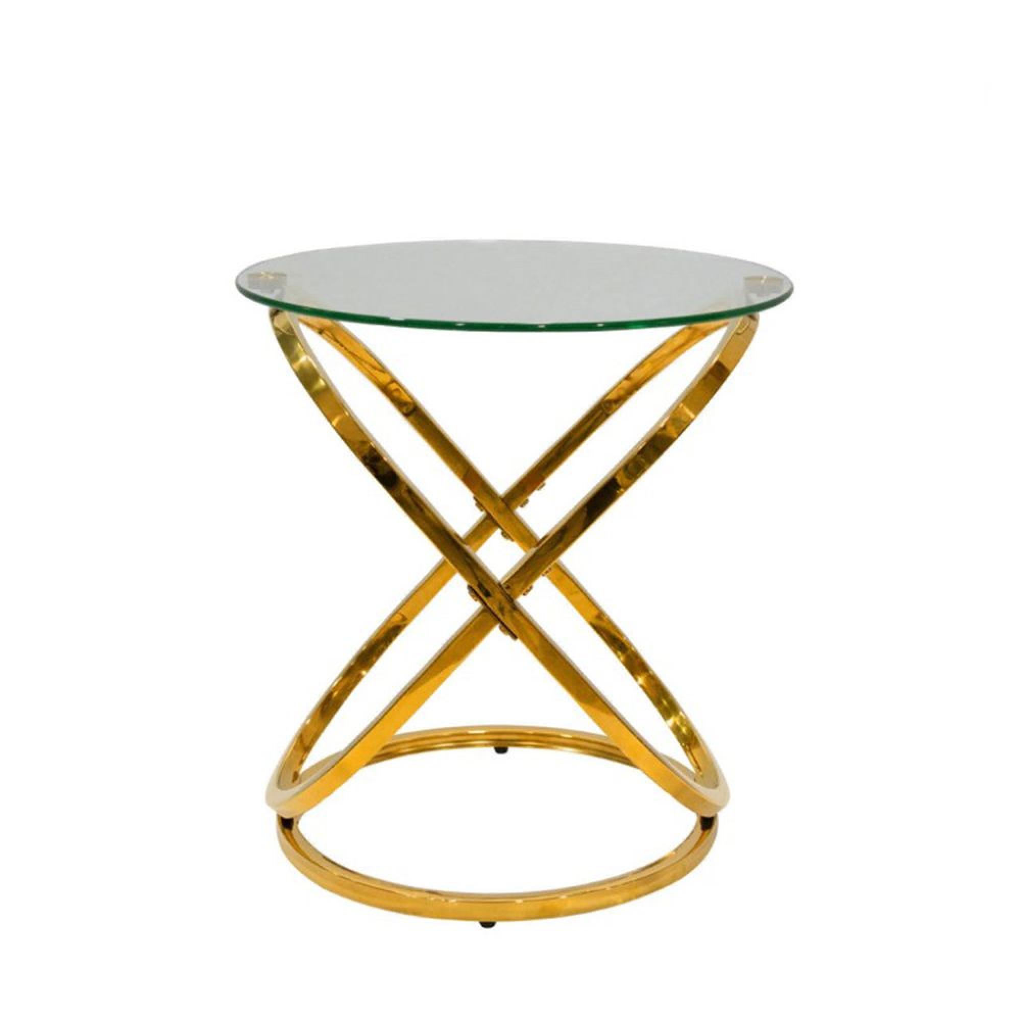 Rizzo End Table - Round - Clear Glass and Gold Metal