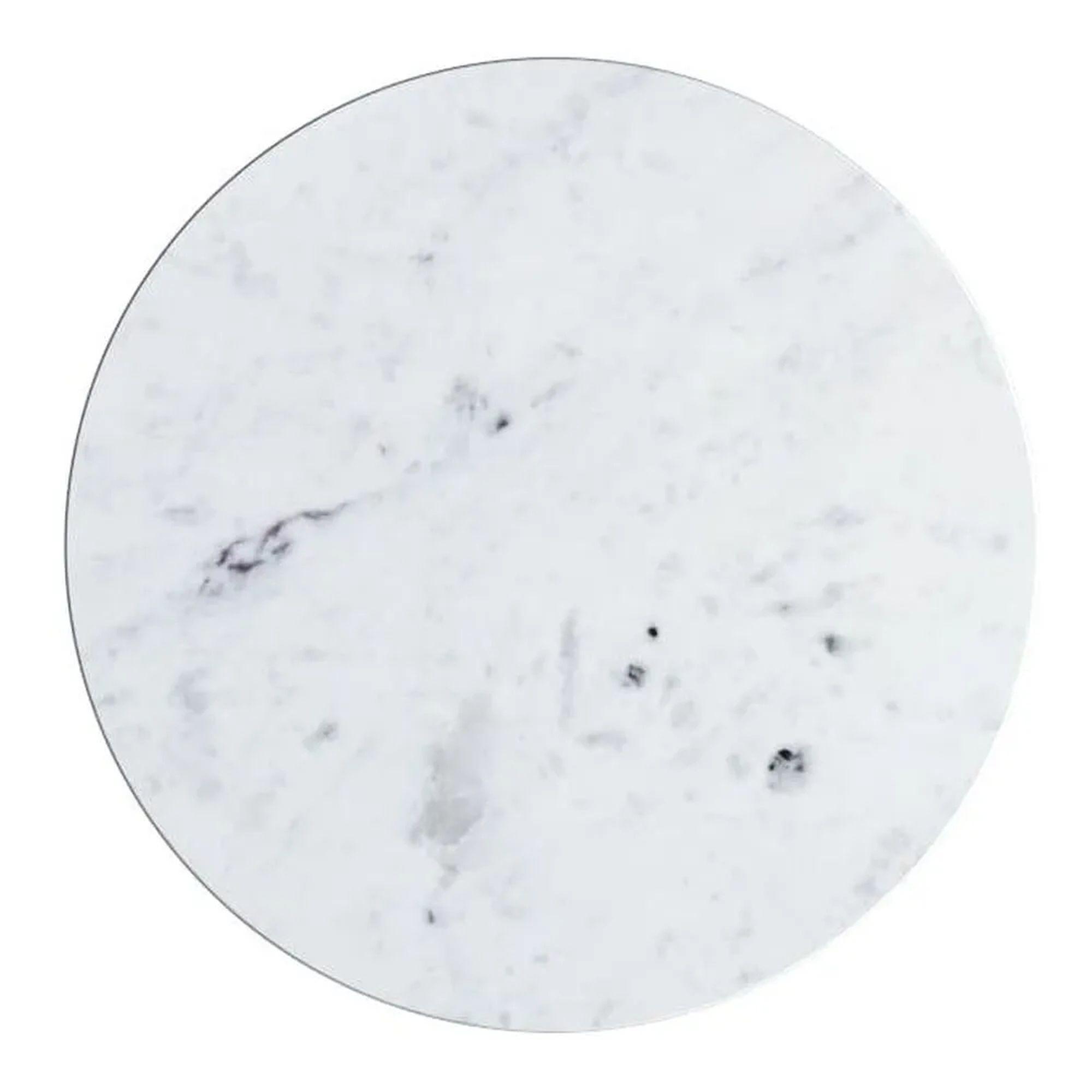 Clearance - Carra Side Table - Round - White Marble Top - Black Fluted Drum Base