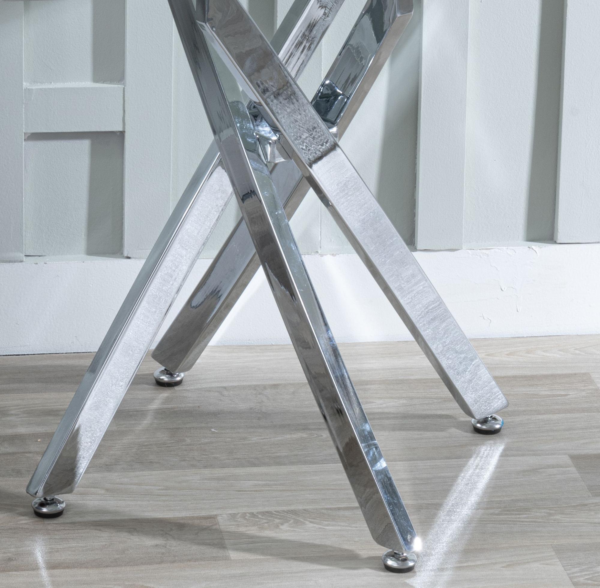 Clearance - Chopstick Side Table - Round - Grey Glass - Chrome Metal Legs