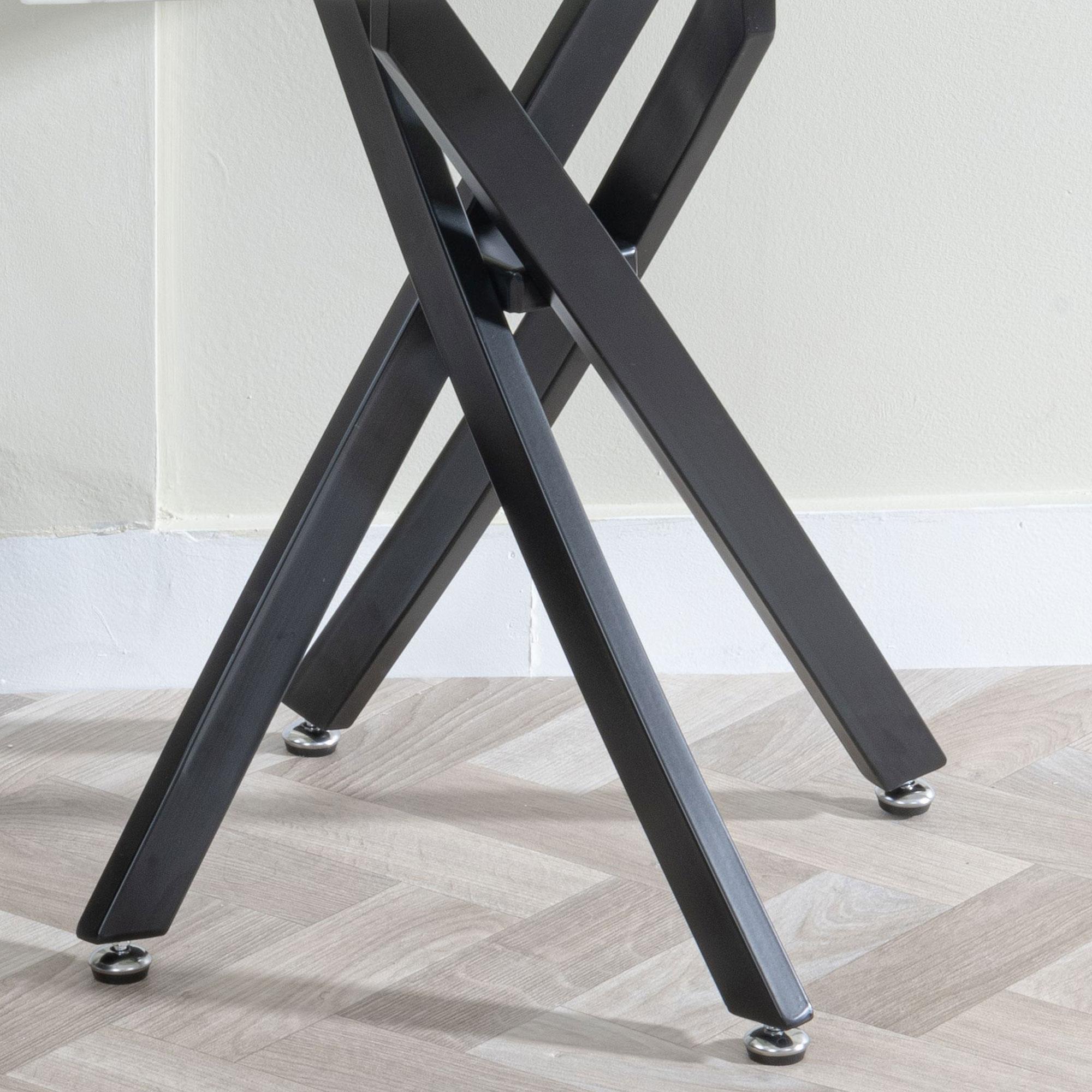 Clearance - Chopstick Side Table - Square - Grey Glass - Black Metal Legs