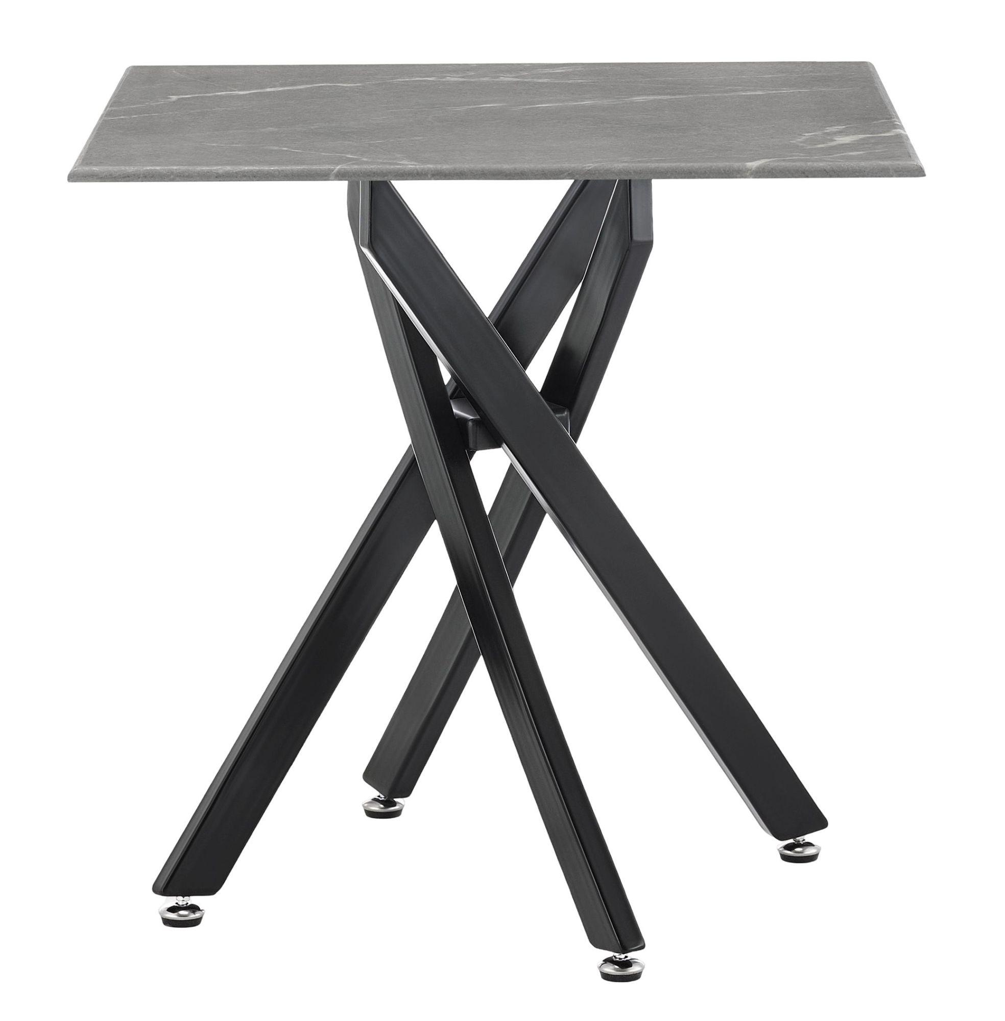 Clearance - Chopstick Side Table - Square - Grey Glass - Black Metal Legs