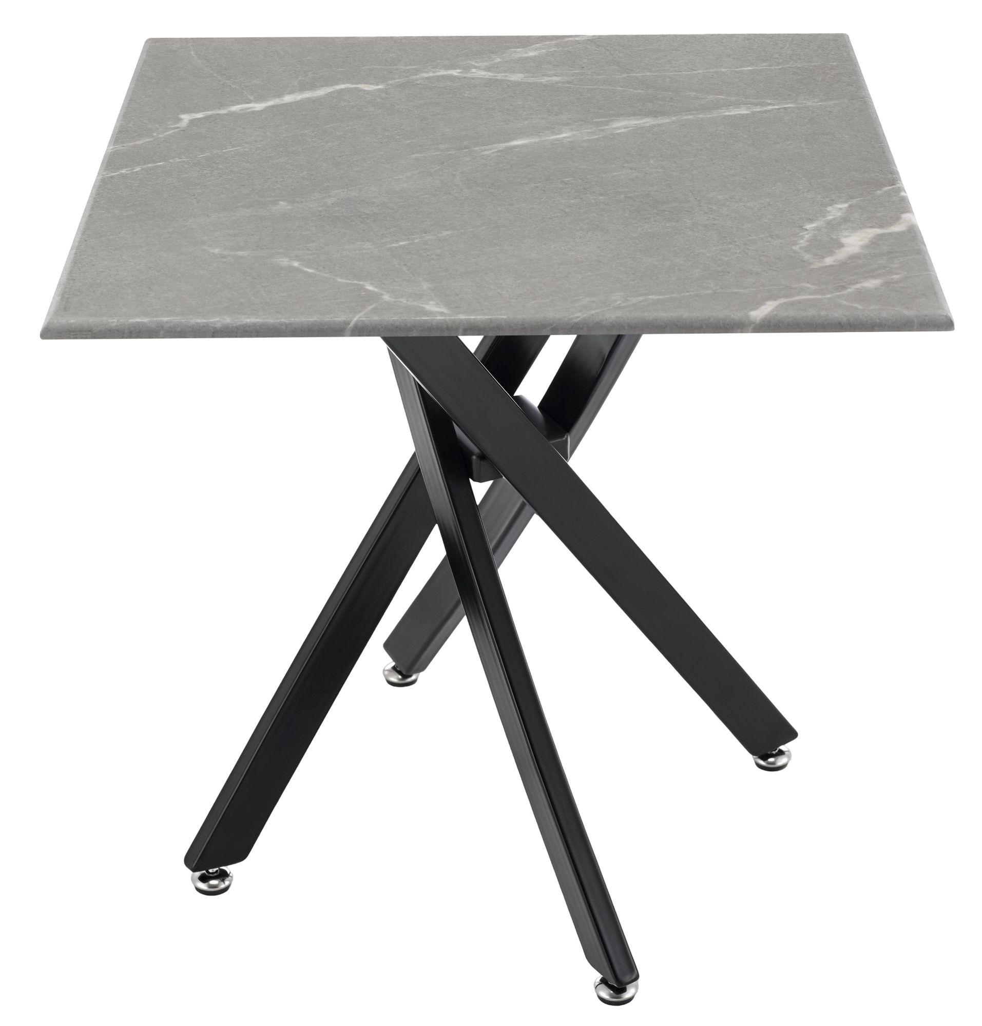 Clearance - Chopstick Side Table - Square - Grey Glass - Black Metal Legs