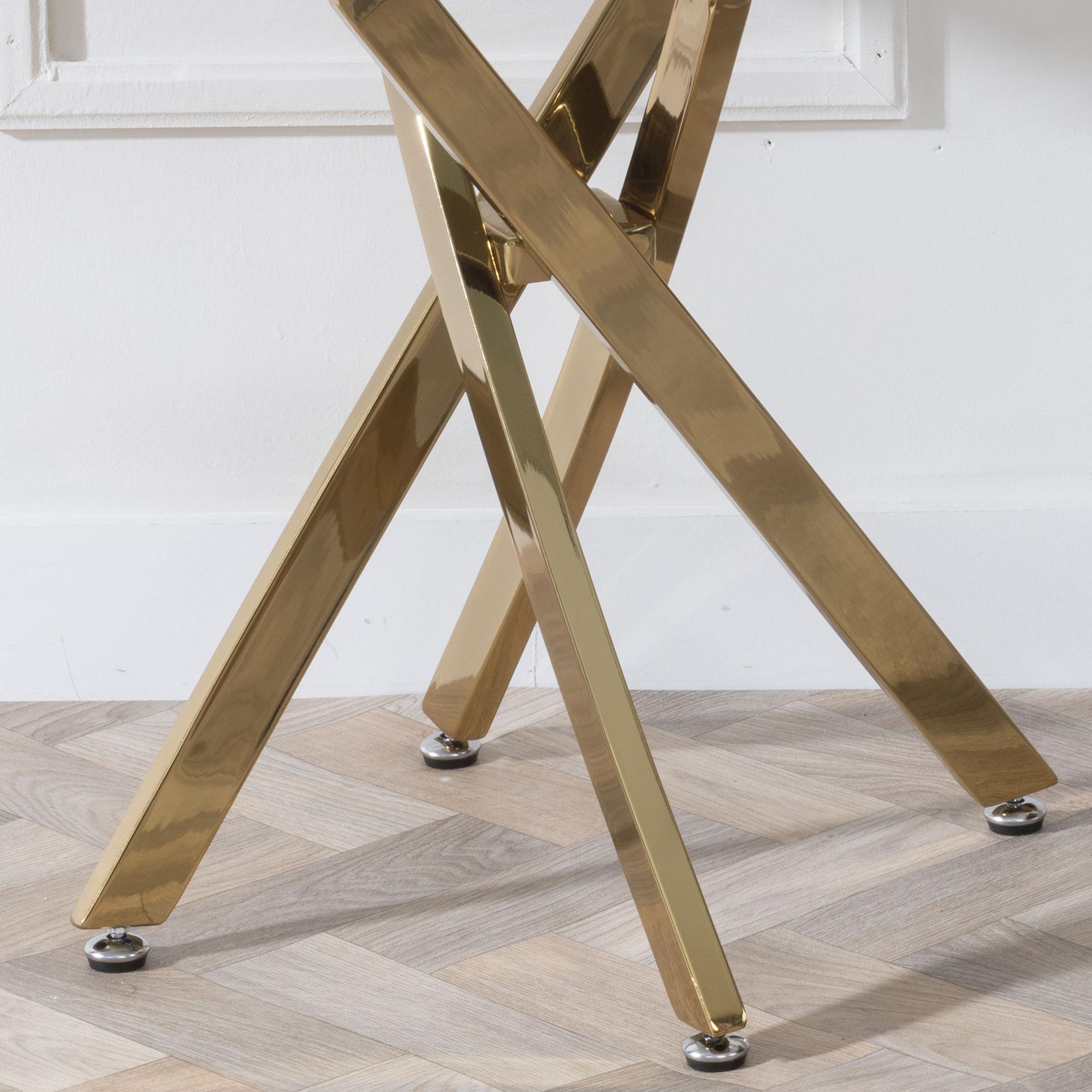 Clearance - Chopstick Side Table - Square - Grey Glass - Gold Metal Legs