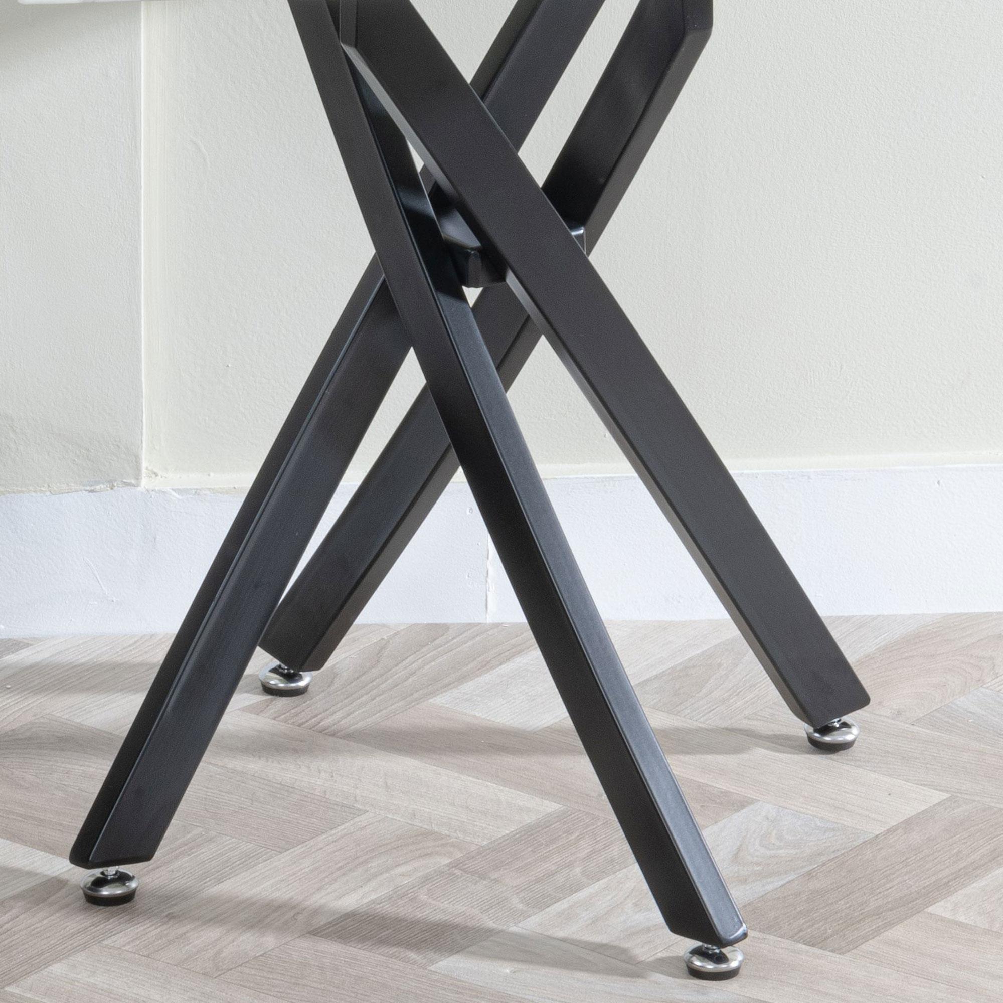 Clearance - Chopstick Side Table - Square - White Glass - Black Metal Legs