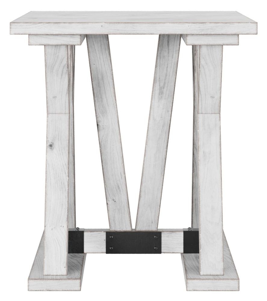 Clearance - Farmhouse Side Table - Trestle - White Washed Mango Wood