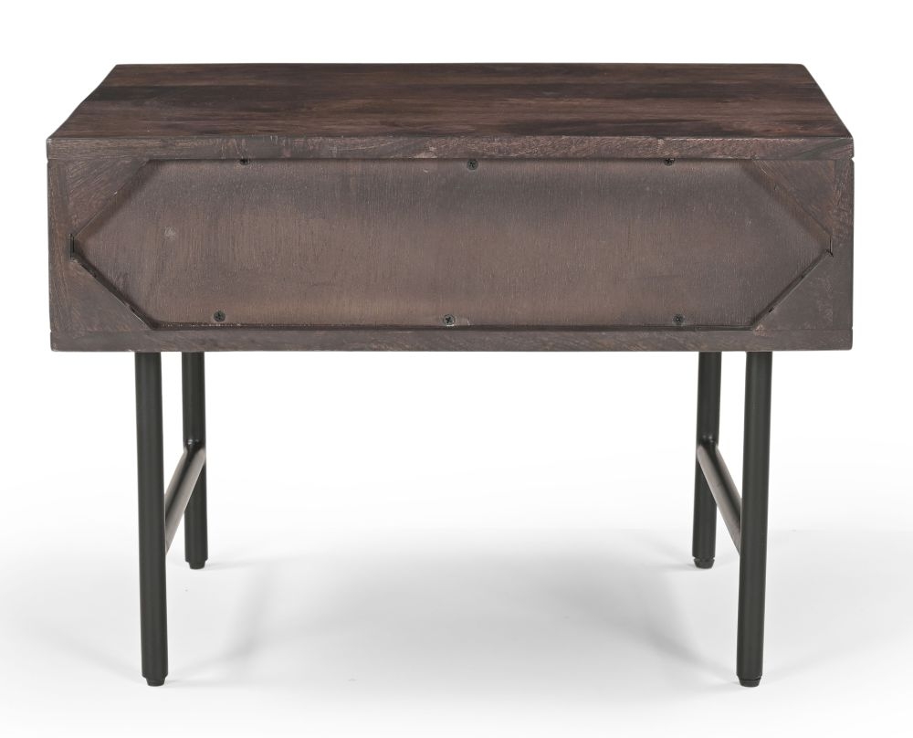 Clearance - Highgrove Lamp Table - Walnut Finished Mango Wood - Fluted