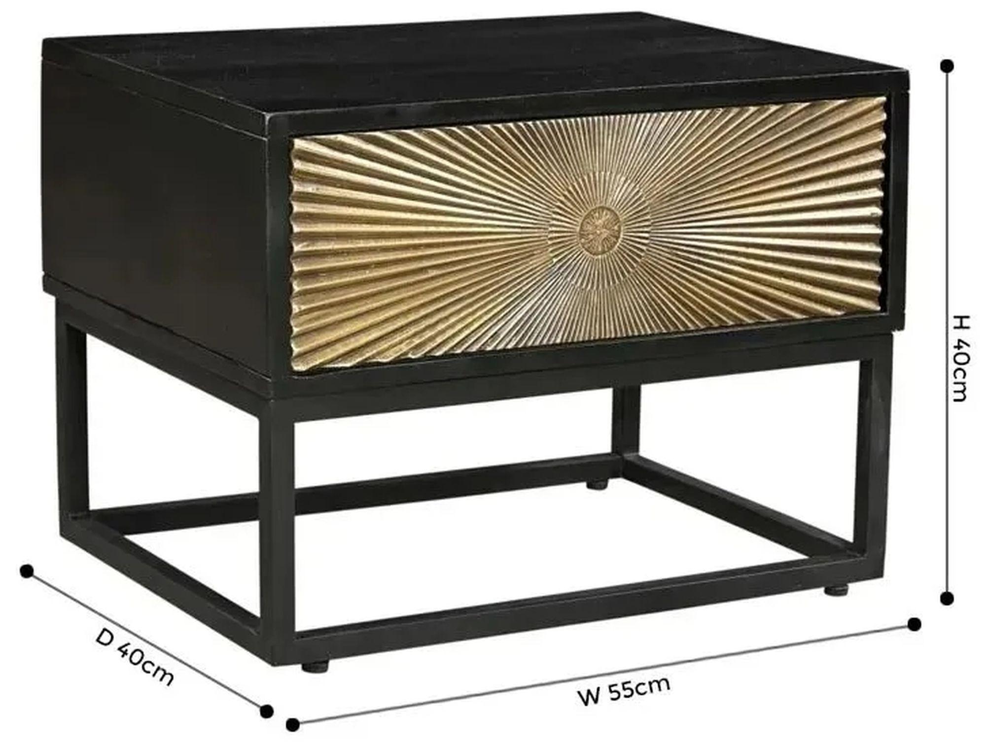 Clearance - Luxe Side Table - 1 Drawer - Black and Antique Gold - Starburst