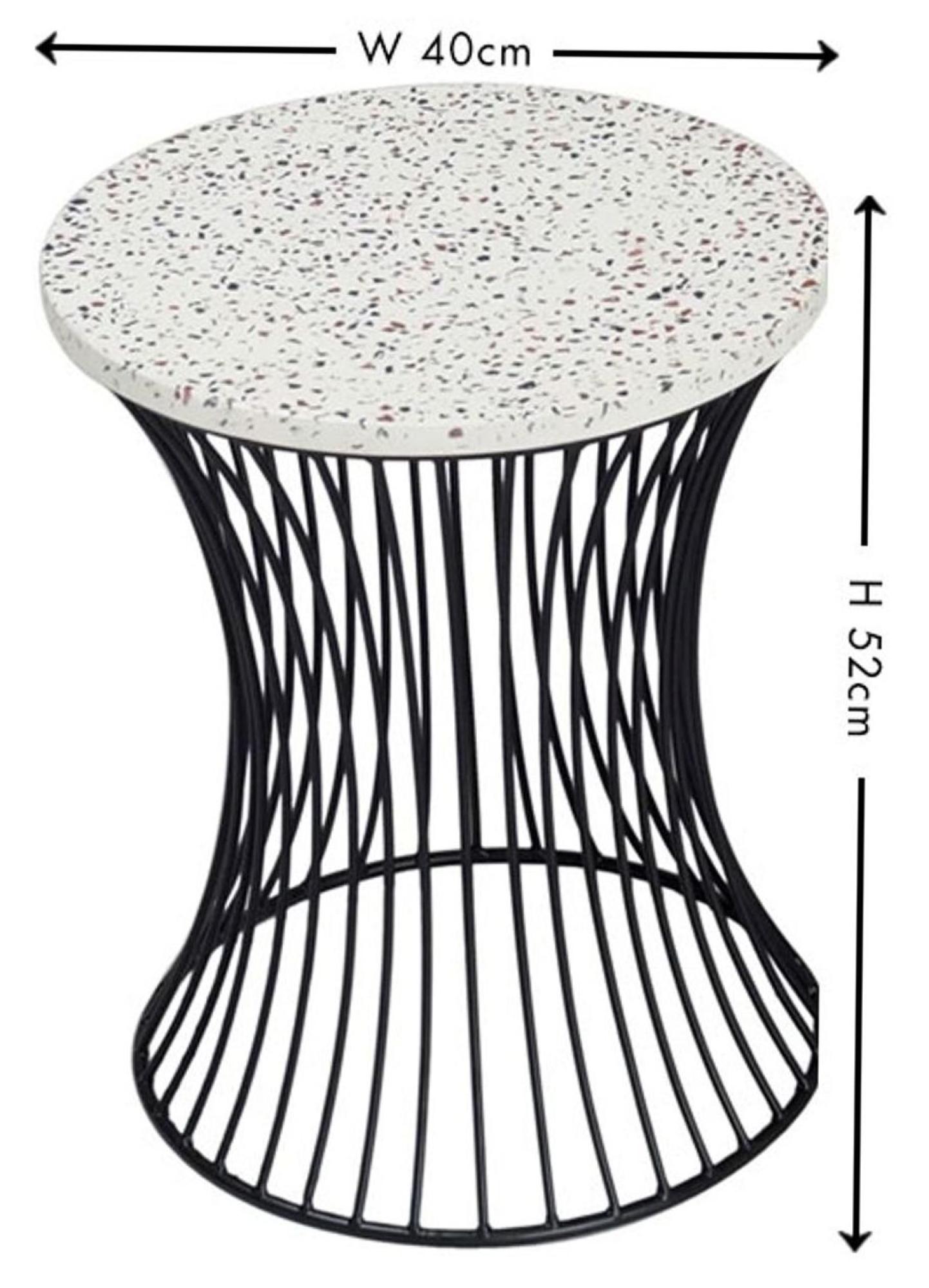 Clearance - Ritz Accent Table - Drum Shape - Terrazzo - Black Wire Base