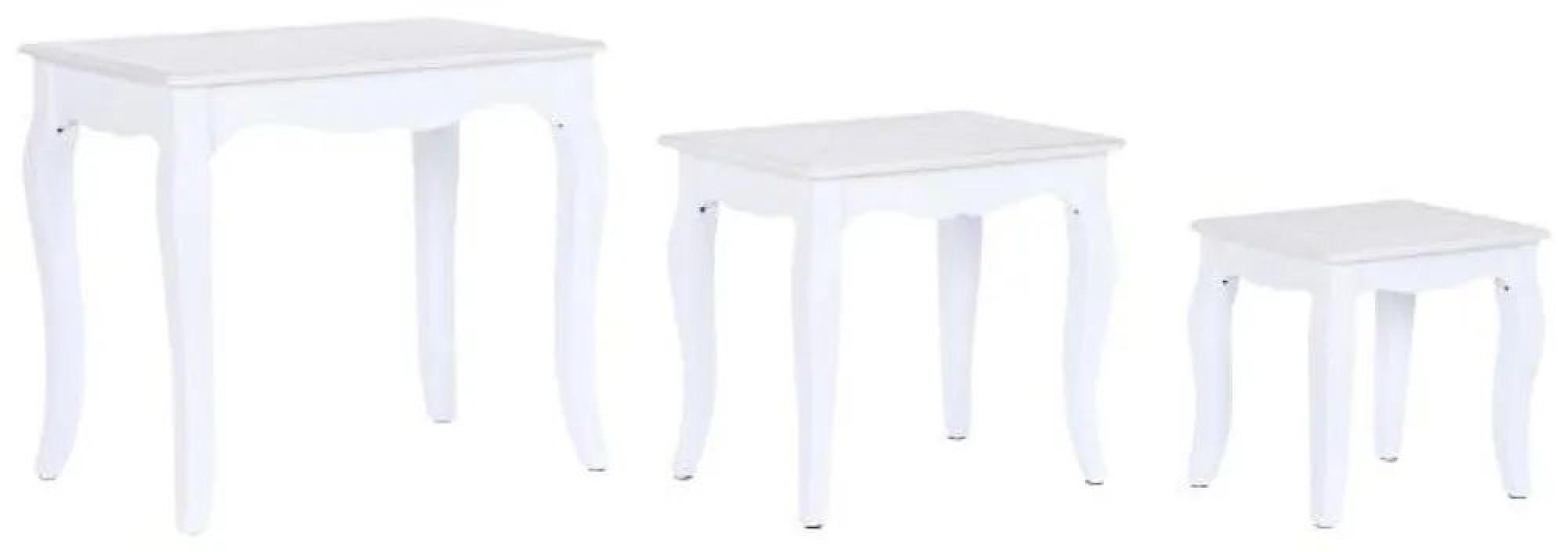 Clearance - Romantic White Wood Side Table - Set of 3 - FSS15986