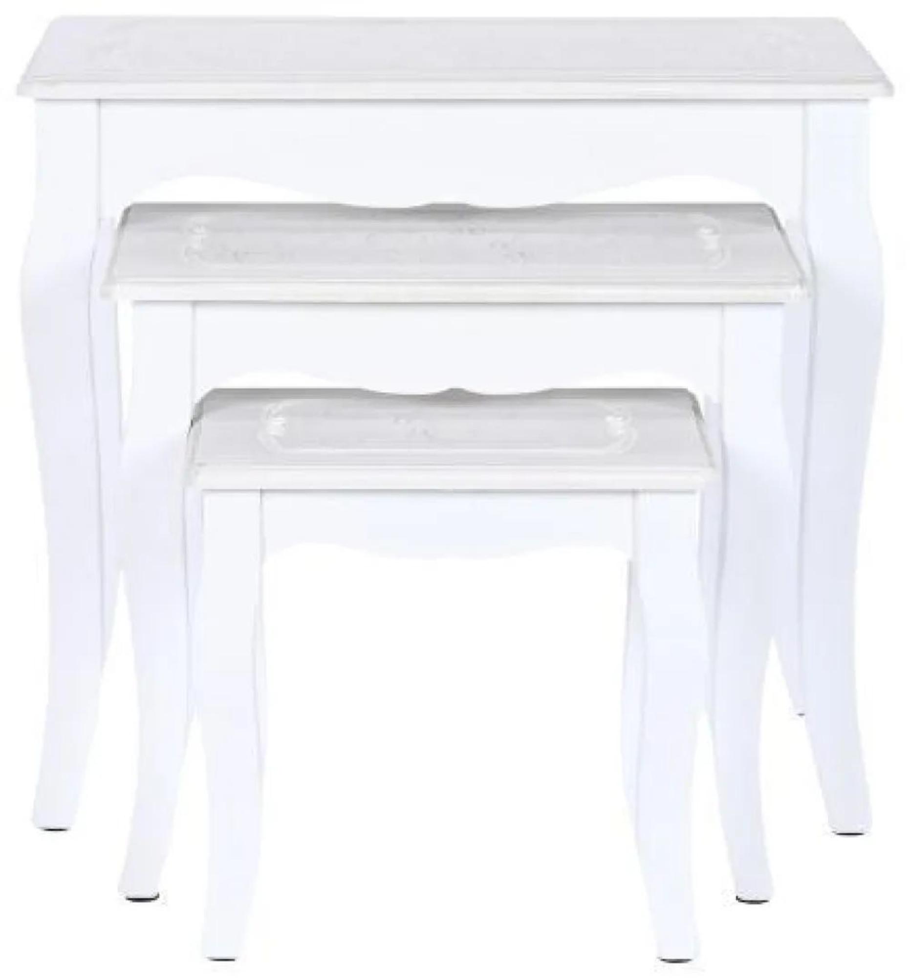 Clearance - Romantic White Wood Side Table - Set of 3 - FSS15986