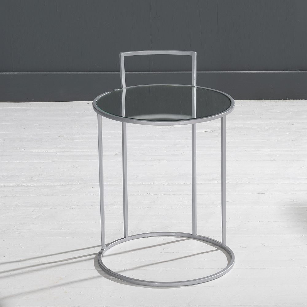 Clearance - Torrance Side Table - Round - Glass and Silver