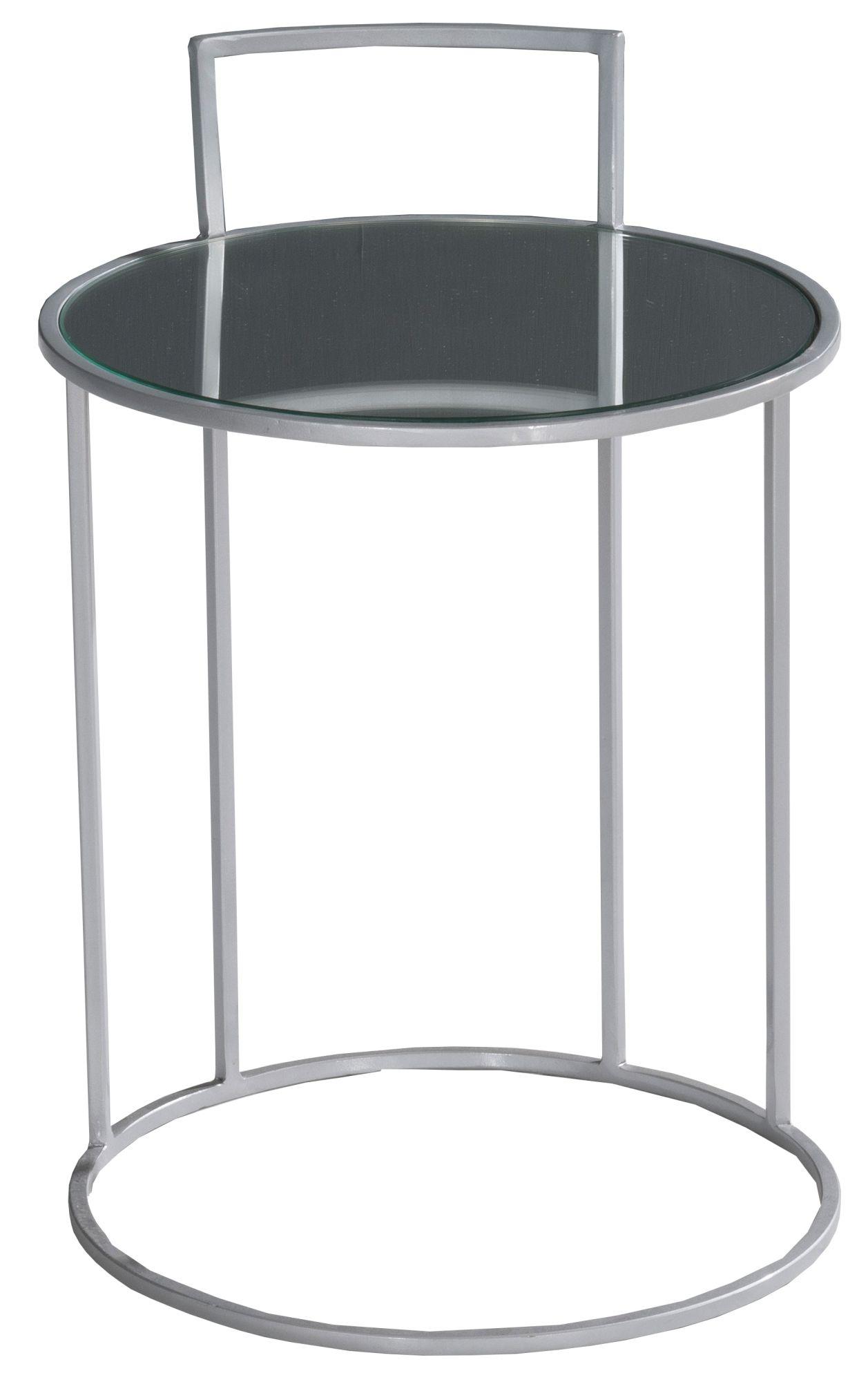 Clearance - Torrance Side Table - Round - Glass and Silver