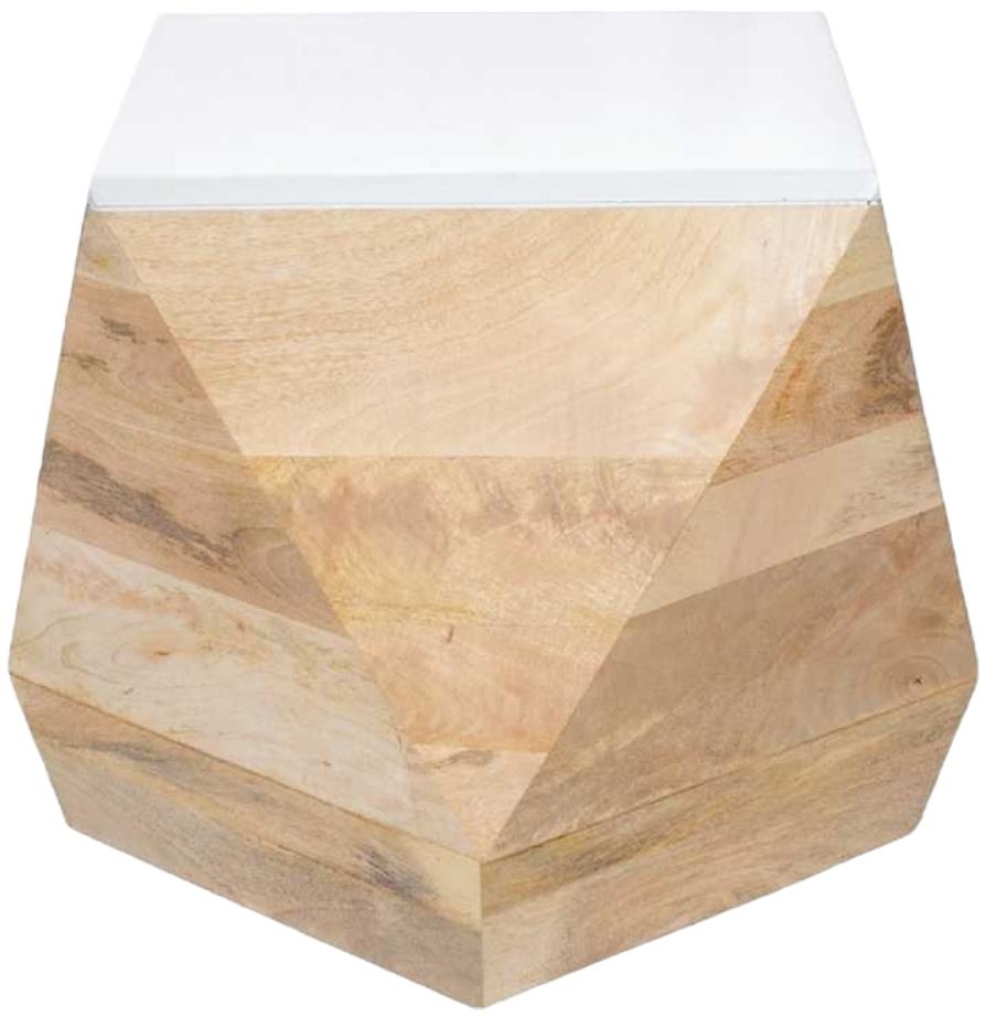 Coastal White and Wood Side Table