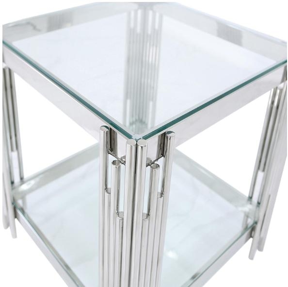 Cohen End Table - Square - Glass and Chrome