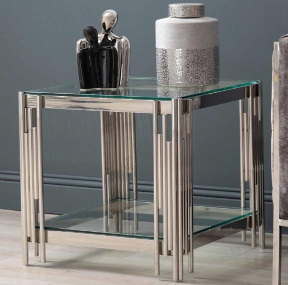 Cohen End Table - Square - Glass and Chrome