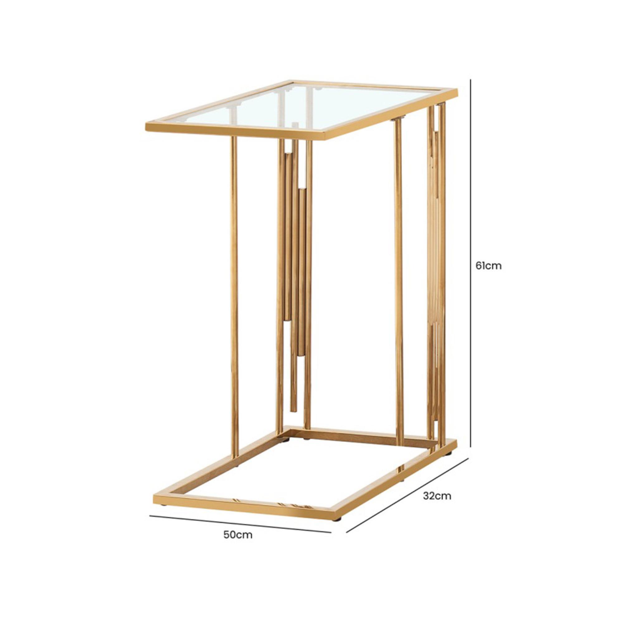 Cohen Side Table - Glass and Gold Metal
