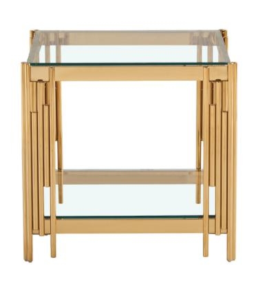 Cohen End Table - Square - Glass and Gold Metal