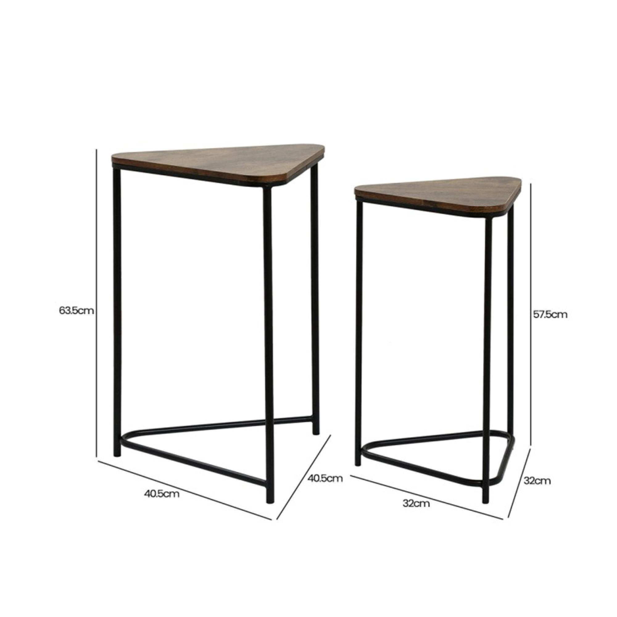 Nest of Tables - Dark Wood - Triangular - Set of 2