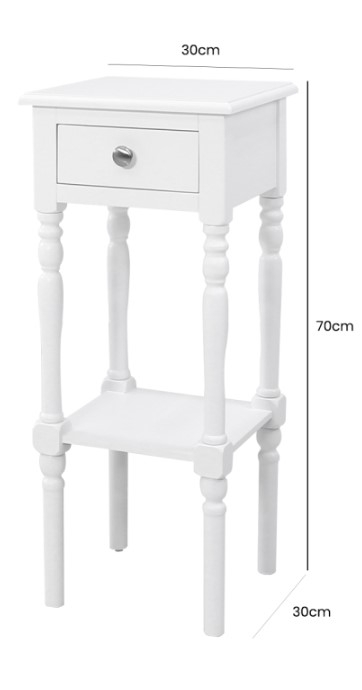 Delta Telephone Table - 1 Drawer - White