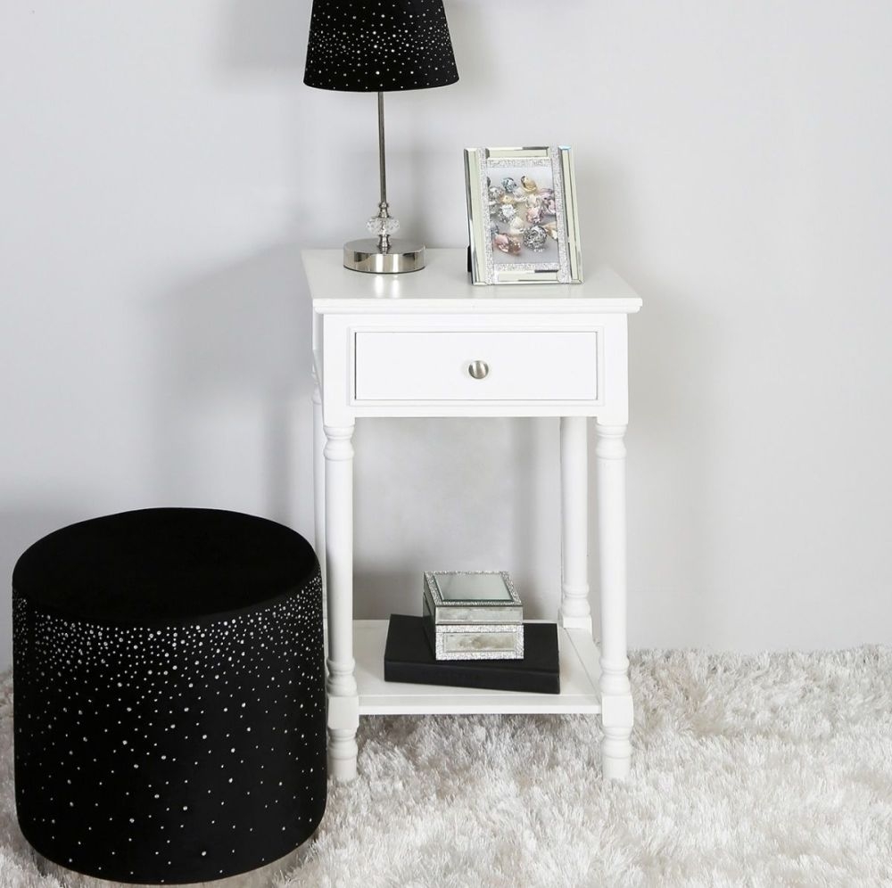 Delta Telephone Table - 1 Drawer - White