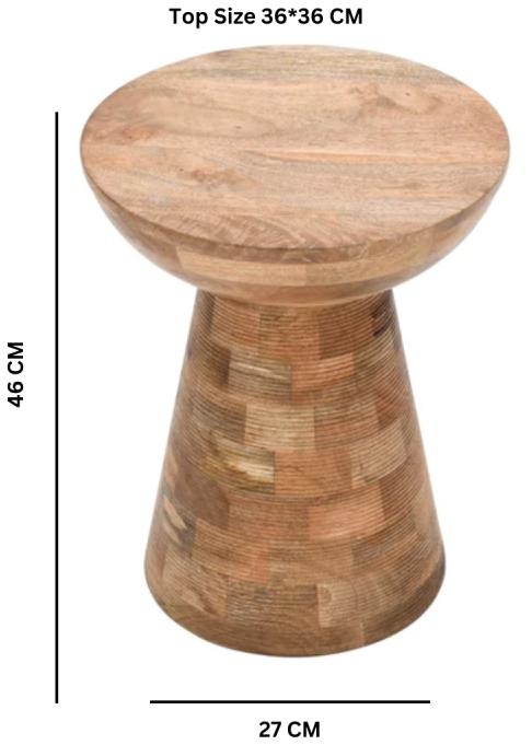 Dispur Solid Mango Wood Round Side Table 