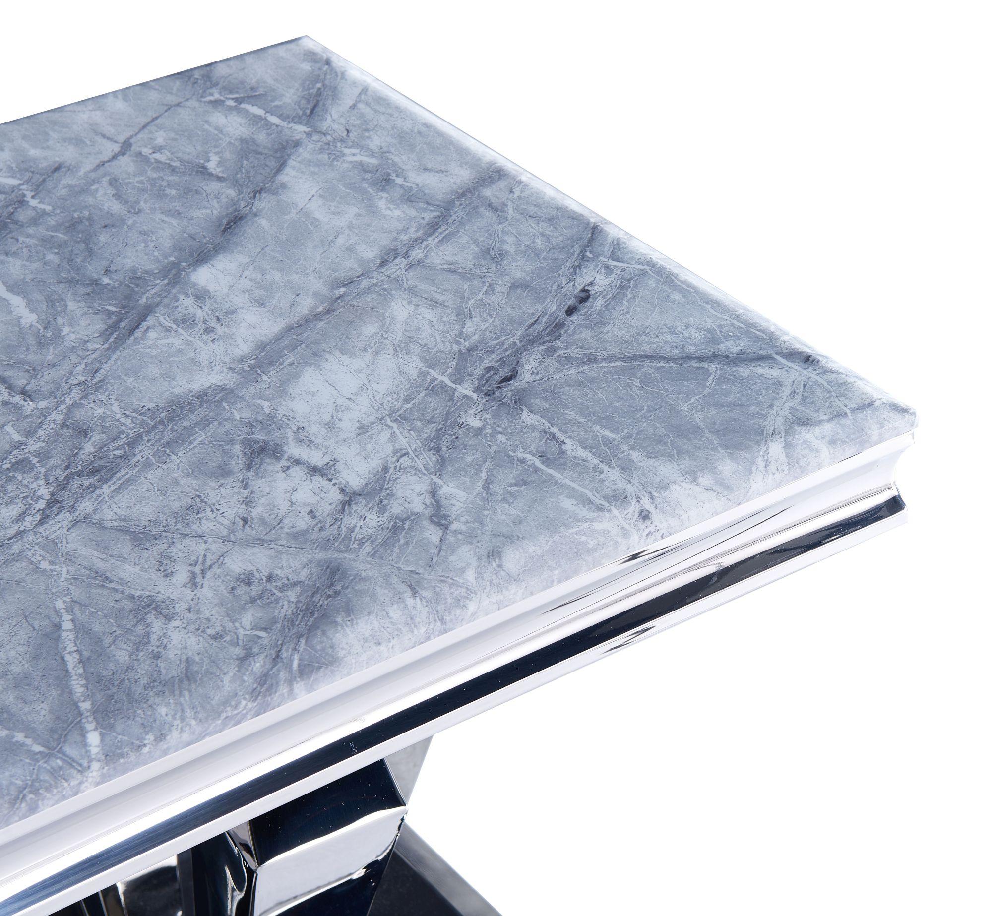 Dolce Lamp Table - Square - Grey Marble & Chrome
