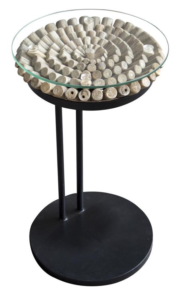 Driftwood 50cm Sofa Table - Glass Top